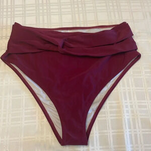 Beachside Wine Hi-leg Wrap front Swim Botyoms